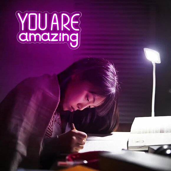 You Are Amazing Neon Sign,Pink Text You Are Amazing LED Neon Sign for Wall Decor - Picture 6 of 6